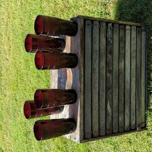 Set of 6 Tumbler Glass Luminarc JG Durand Antique Pattern Ruby Red glasses